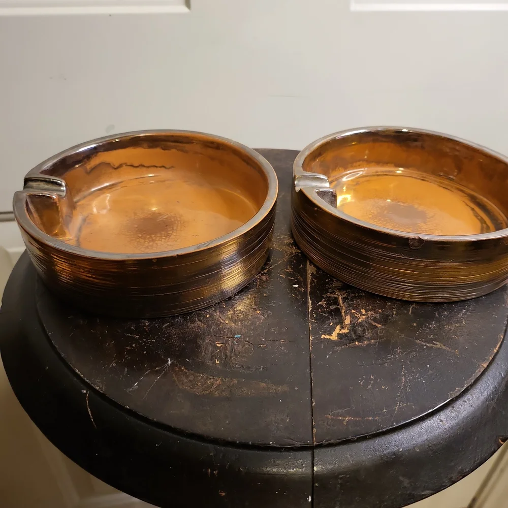 Bitossi Mid-century Modern Raymor Gold Colored Ceramic Ash Trays ltaly - Picture 3 of 14